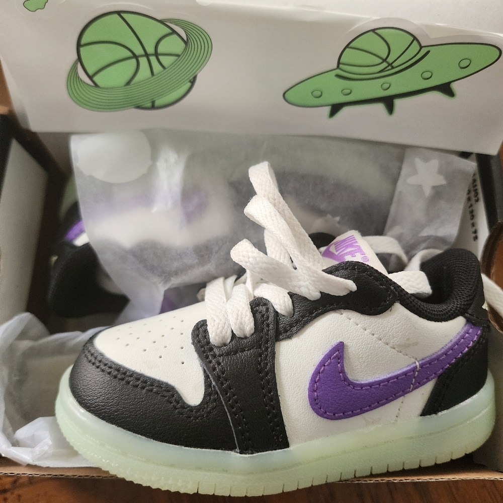 Jordan Black and Purple Basketball Sneakers
